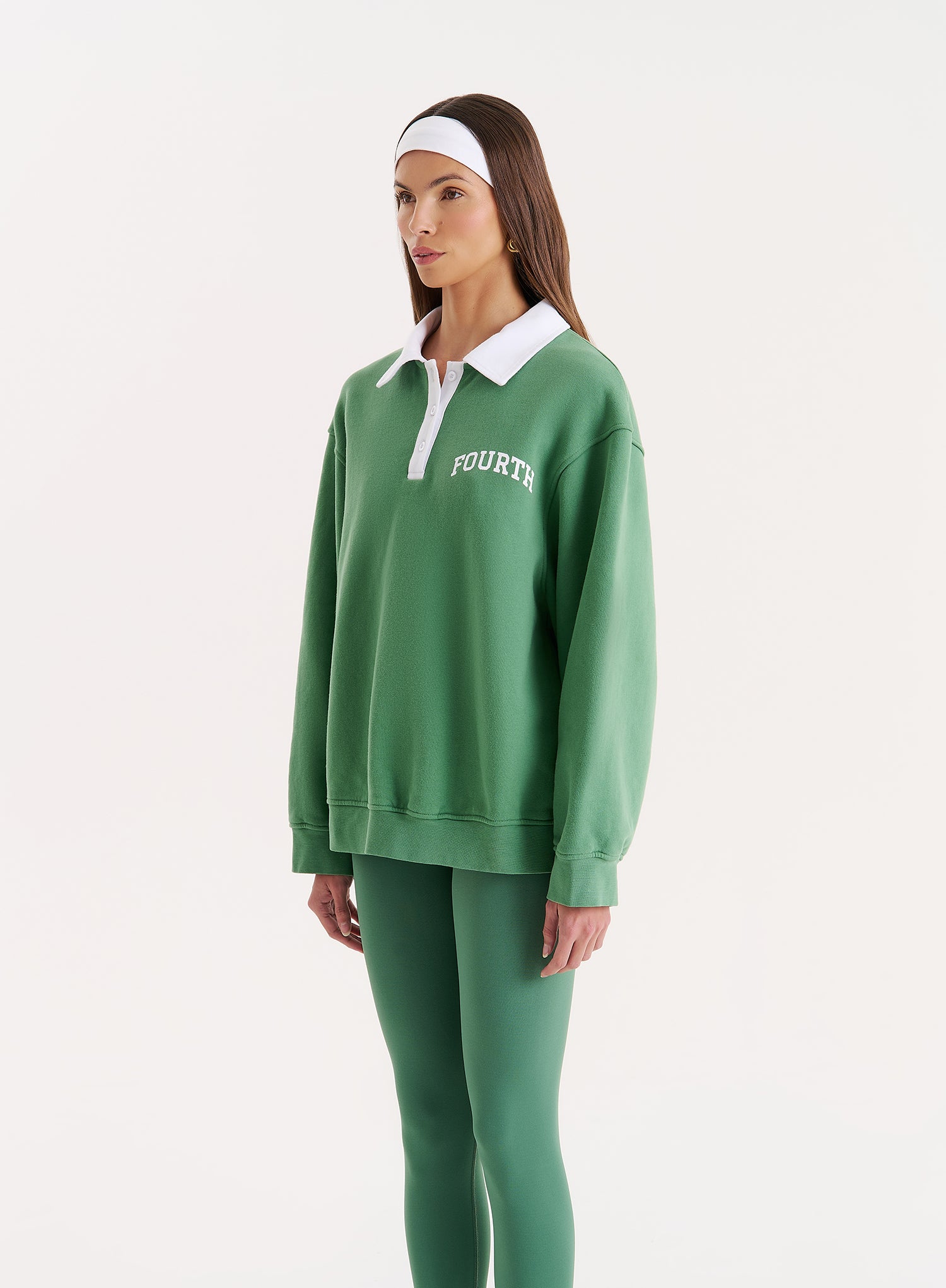 Green Branded Polo Sweatshirt